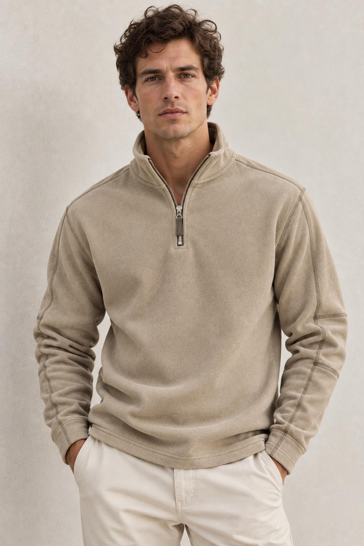 Herensweater met hoge hals en halve rits - Calder
