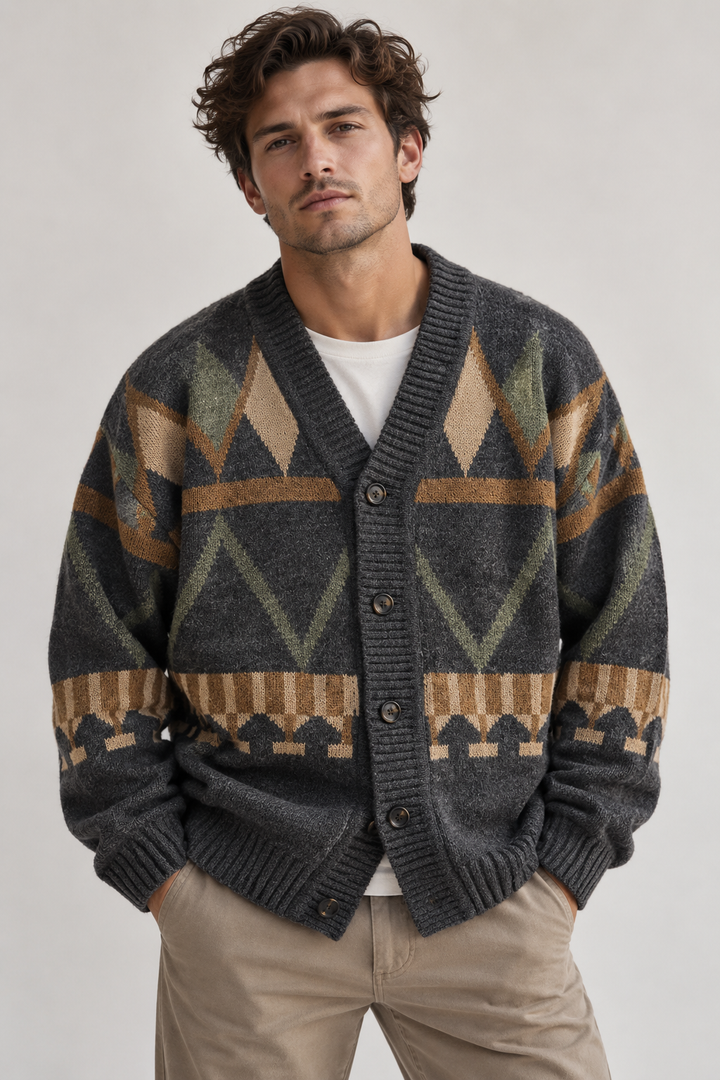 Gebreide cardigan met geometrische print - Alden