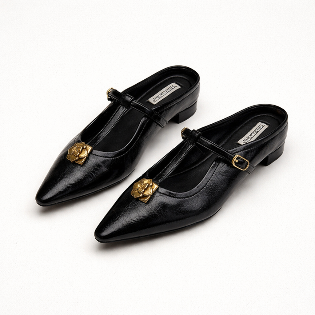 Damesschoenen elegante spitse teen goud detail - Floriane