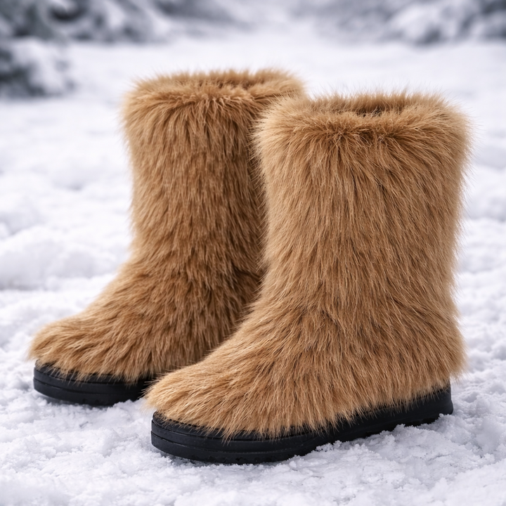 Winterlaarzen voor dames met pluchen bovendeel en comfortabele sleehak - Kavira