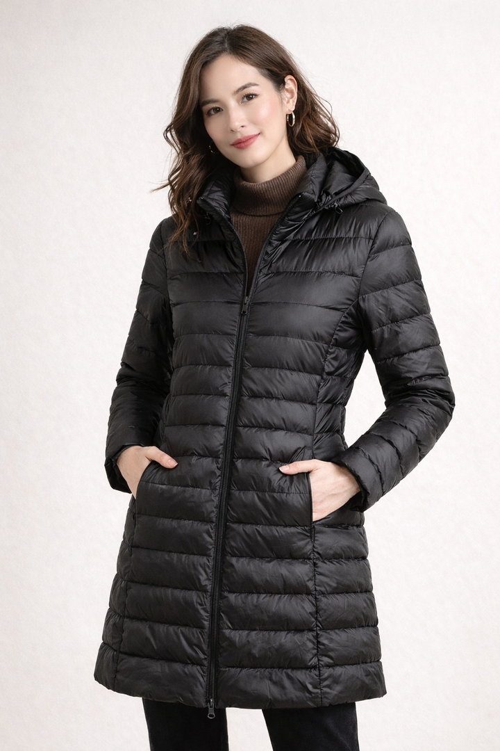 Dameslange jas met capuchon - Freja