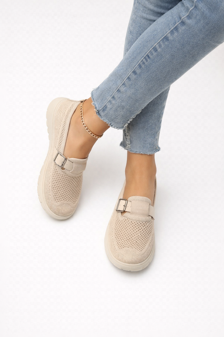 Ademende mocassins voor dames met gesp aan de zijkant en flexibele zool - Élise