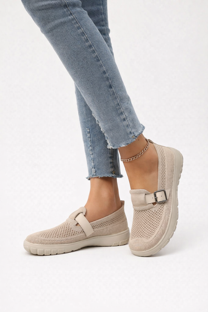 Ademende mocassins voor dames met gesp aan de zijkant en flexibele zool - Élise