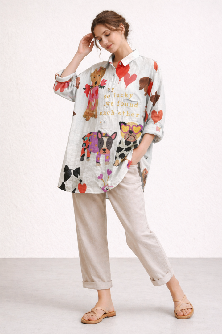 Damesblouse lange mouw casual zomerprint - Gerlinde