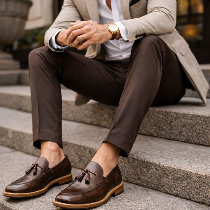 Stijlvolle leren loafers met kwastjes voor heren - Kaster