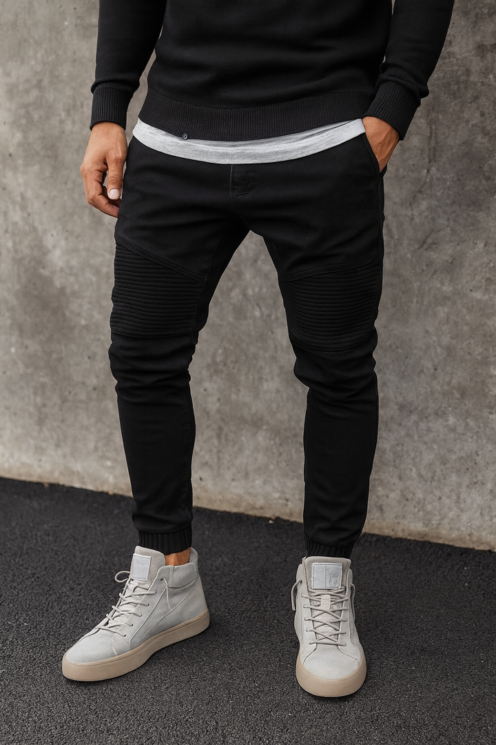 Heren slim fit broek in bikerstijl - Vareon