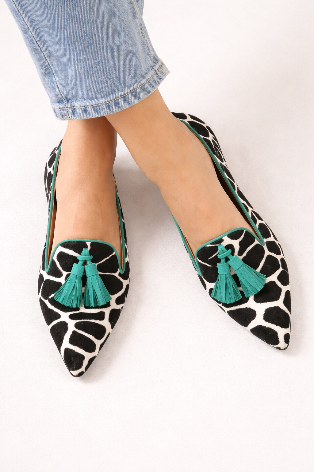 Vrouwen loafers fijne teen dierenprint kwastjes - Zireth