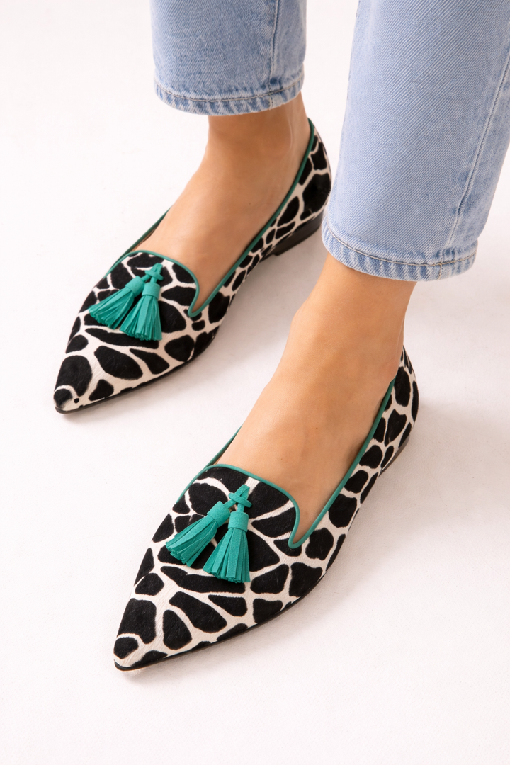Vrouwen loafers fijne teen dierenprint kwastjes - Zireth