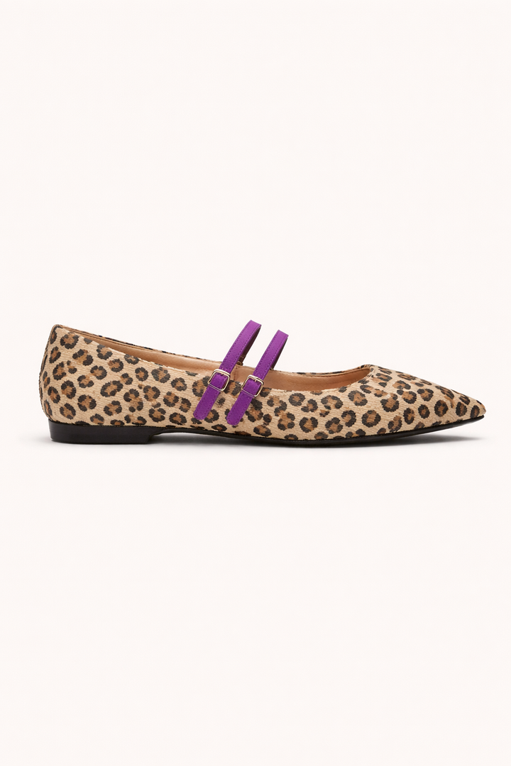 Ballerina's damesballerina met bandjes met luipaardprint - Rivena