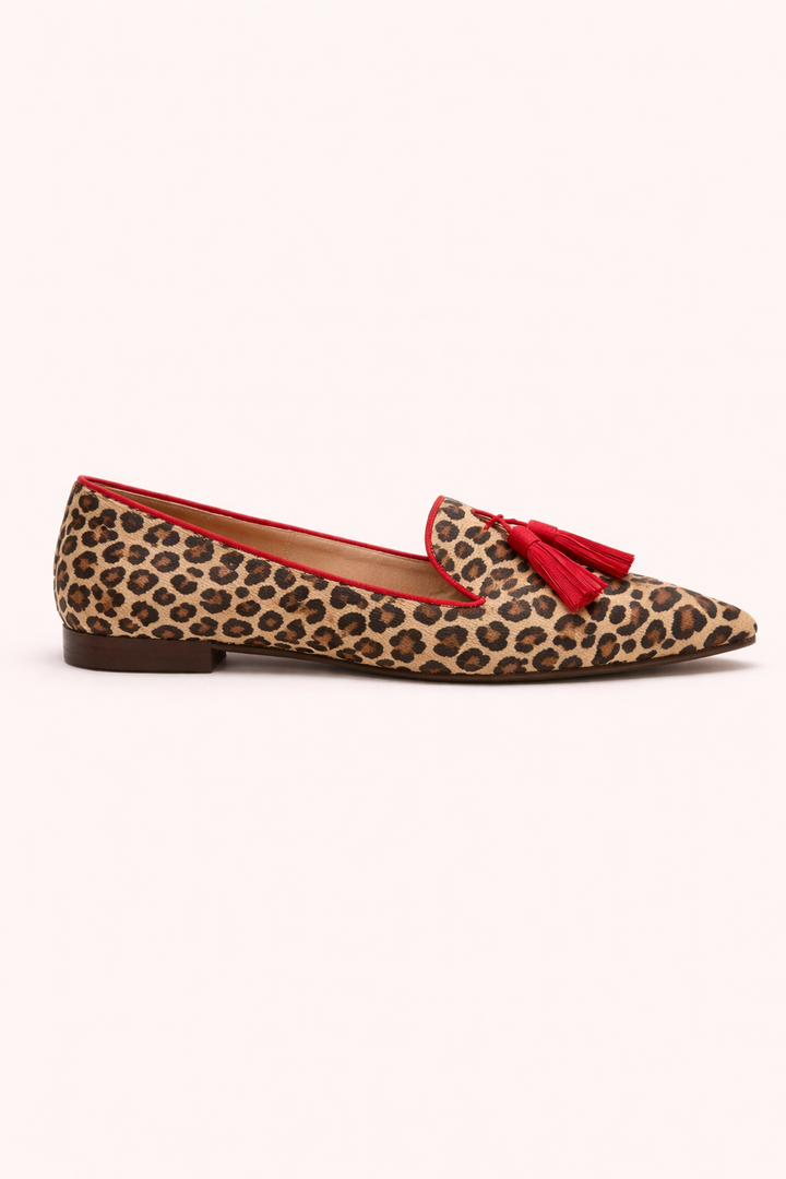 Vrouwen loafers fijne teen kwastjes luipaard print - Xirela