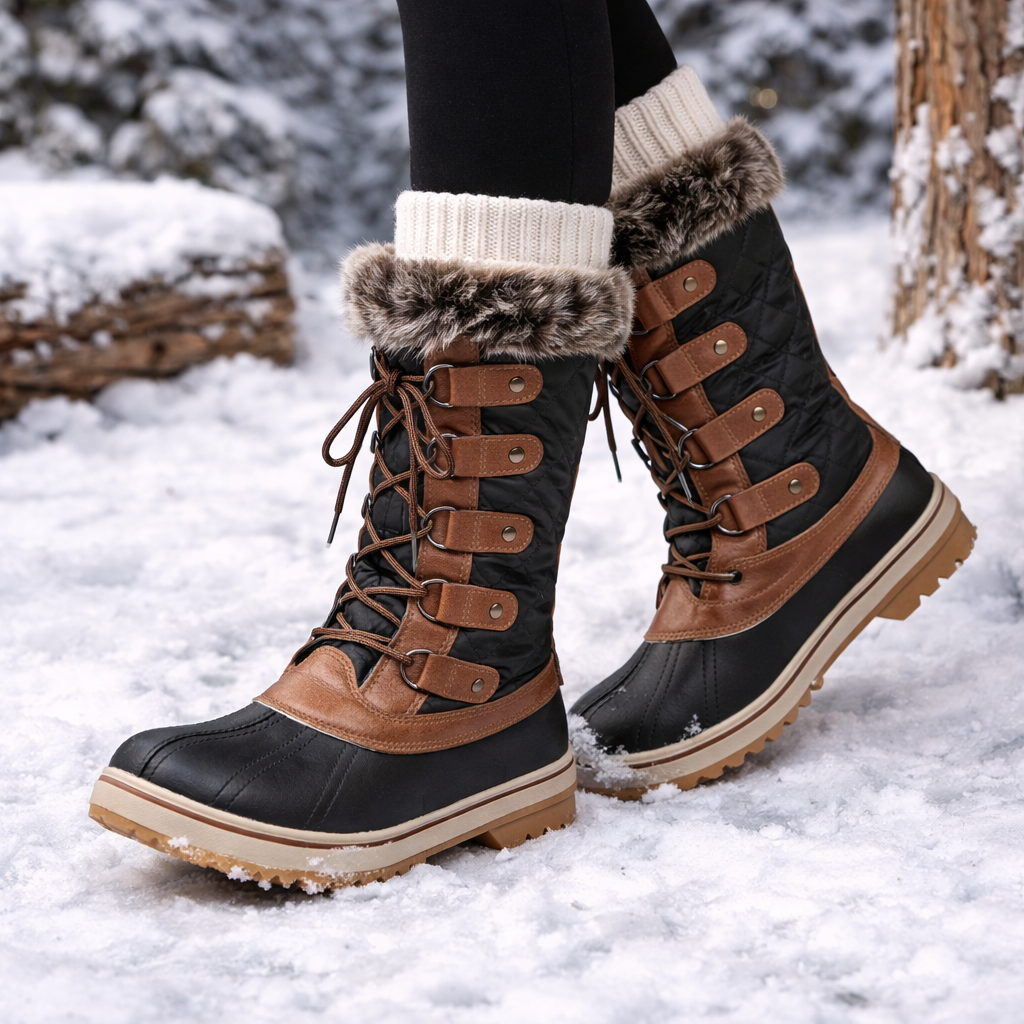 Platte dameslaarzen met vetersluiting - Aelira