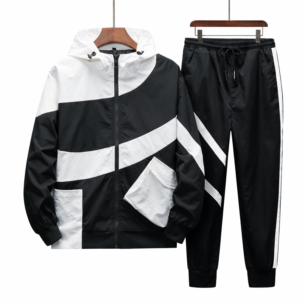 Sportieve set met jack met capuchon en joggerbroek - Larex