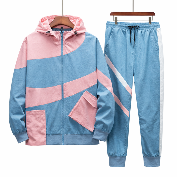 Sportieve set met jack met capuchon en joggerbroek - Larex