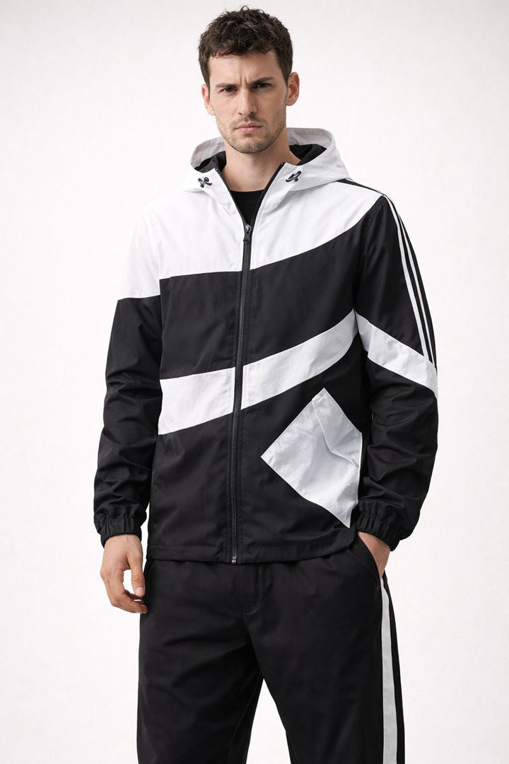 Sportieve set met jack met capuchon en joggerbroek - Larex