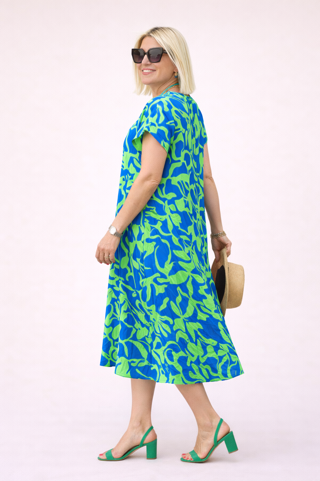 Losvallende gebloemde midi-jurk voor dames - Millan