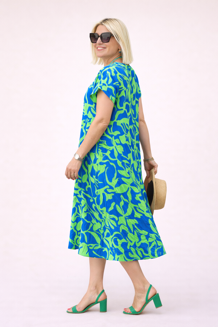 Losvallende gebloemde midi-jurk voor dames - Millan
