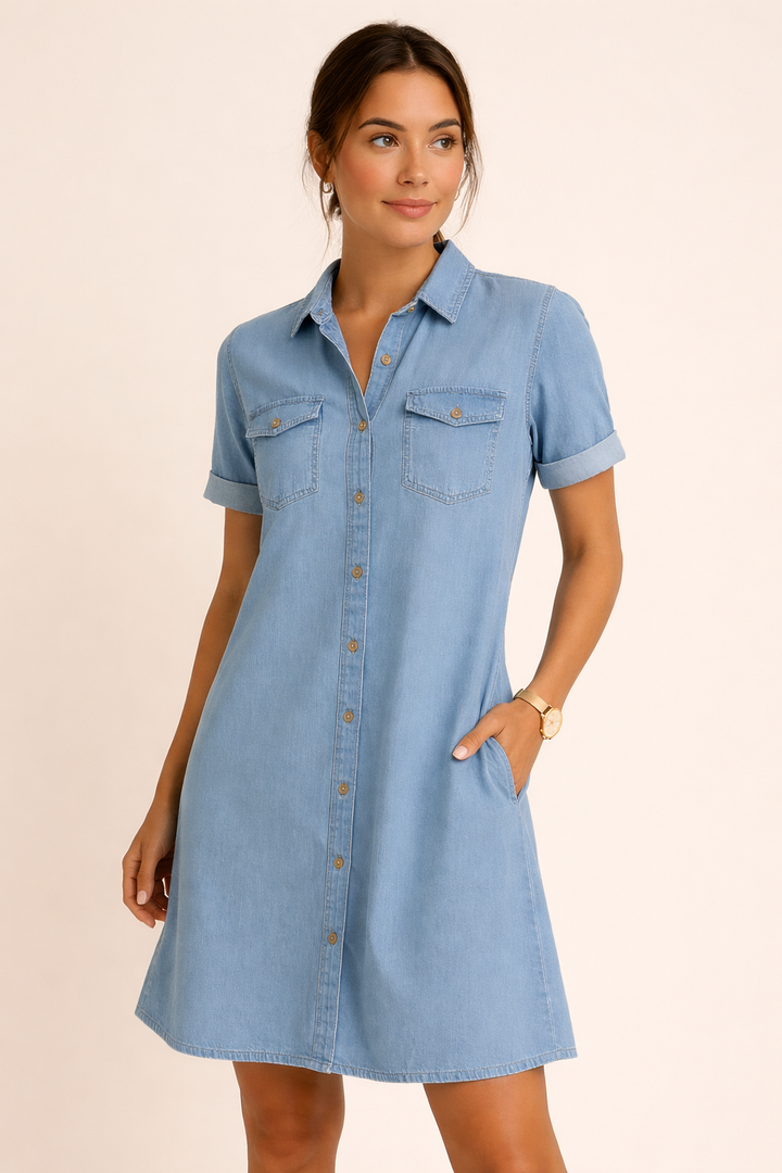 Comfortabele denim overhemdjurk voor dames - Claire