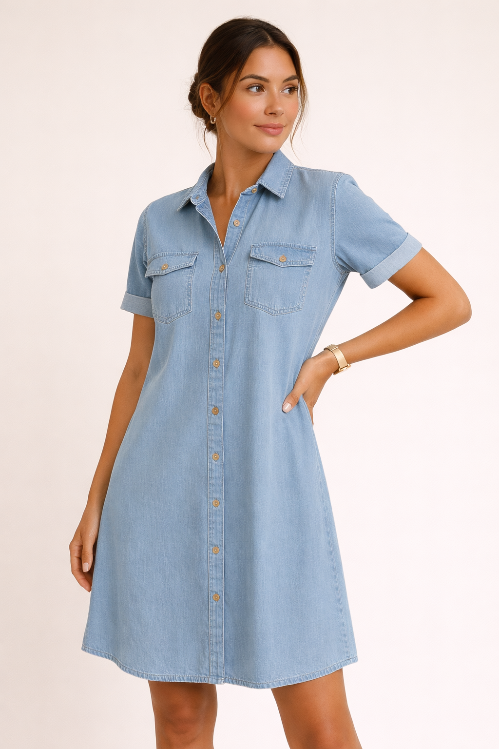Comfortabele denim overhemdjurk voor dames - Claire