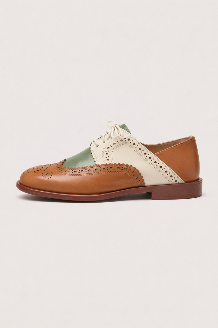 Tweekleurige oxford dames schoenen met lage hak - Milany