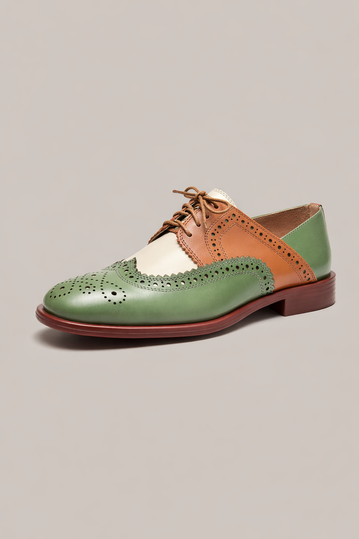 Tweekleurige oxford dames schoenen met lage hak - Milany