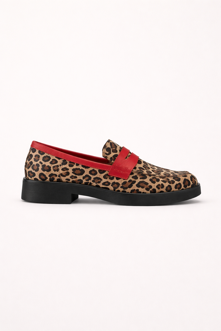 Vrouwen loafers platform dierenprint bovenband - Sireva