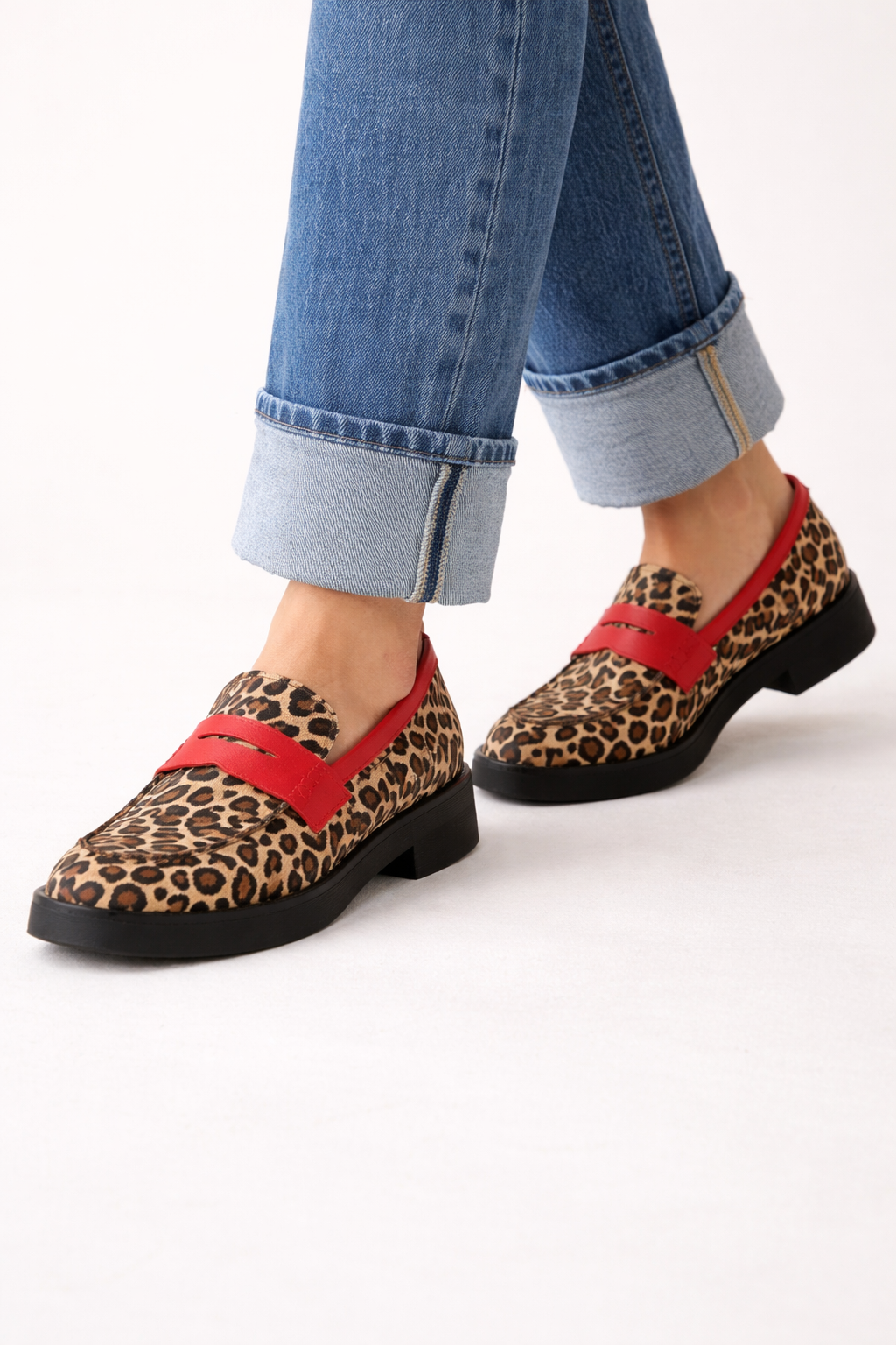 Vrouwen loafers platform dierenprint bovenband - Sireva