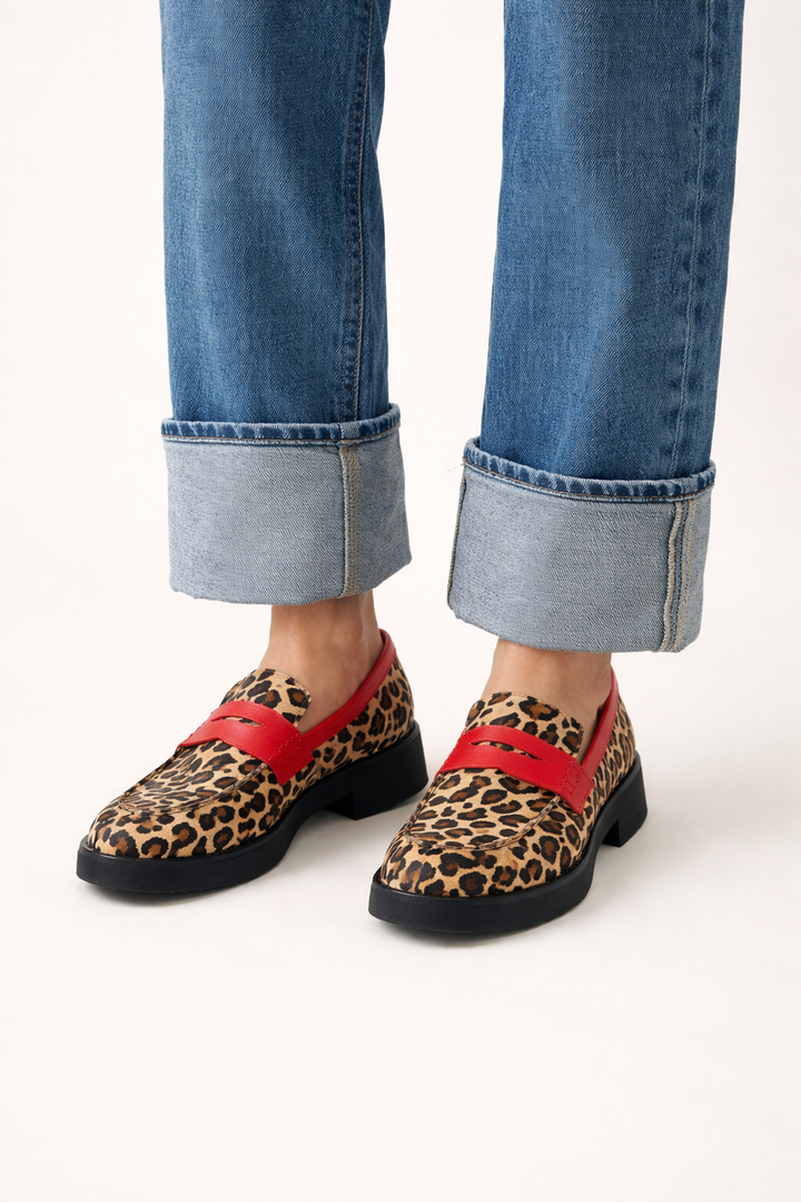 Vrouwen loafers platform dierenprint bovenband - Sireva