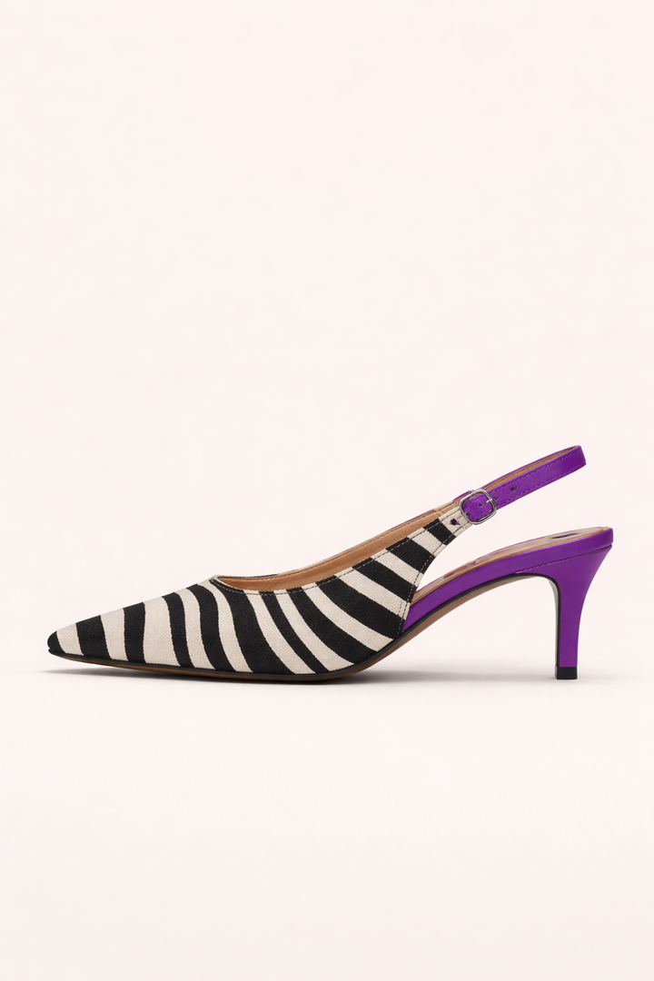 Damesschoenen met open teen en hoge hak met print - Anke