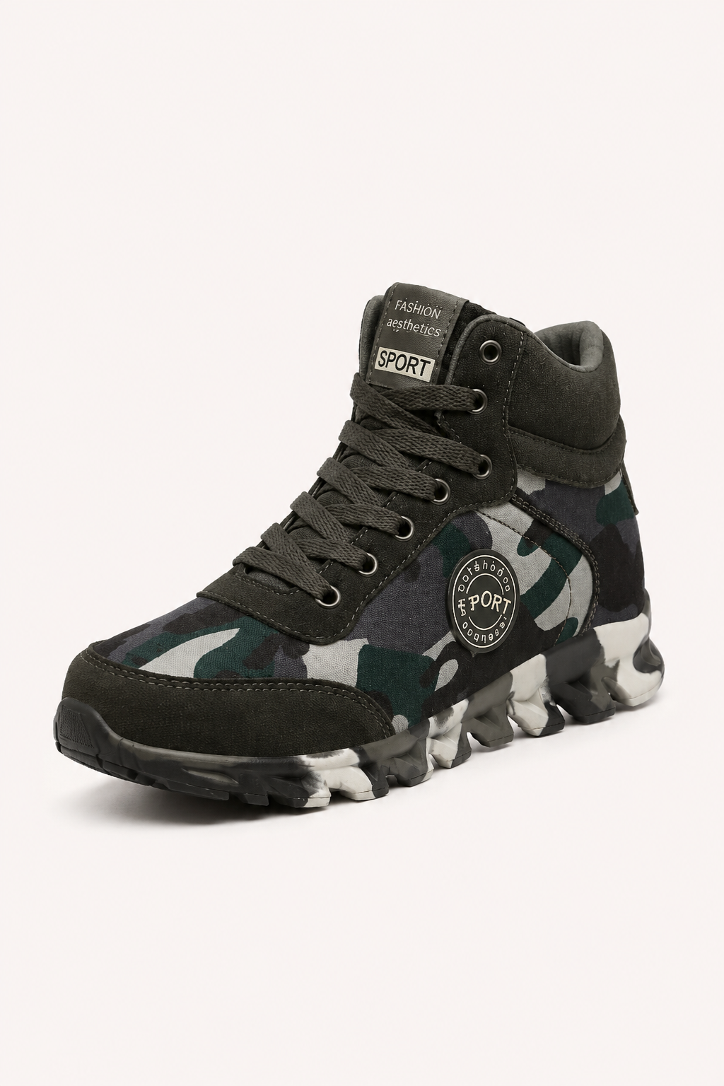Casual enkellaarsjes voor dames met camouflageprint en halve schacht - Georgina