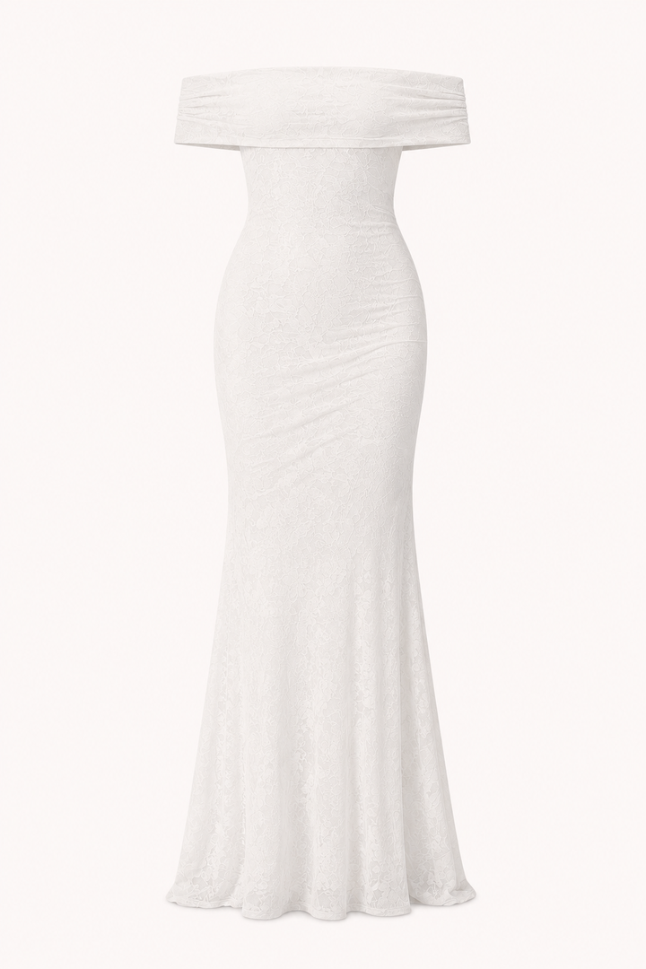 Lange zeemeermin trouwjurk elegante off-the-shoulder zeemeermin snit - Anja