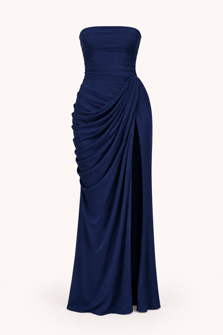 Lange damesjurk elegante evenementenjurk slank model zijsplit - Ottilie