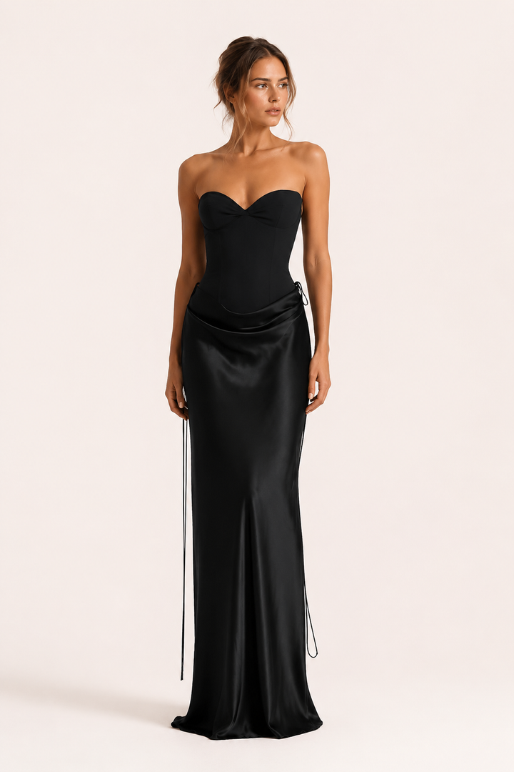 Damesoutfit met strapless korset en gedrapeerde rok - Annika