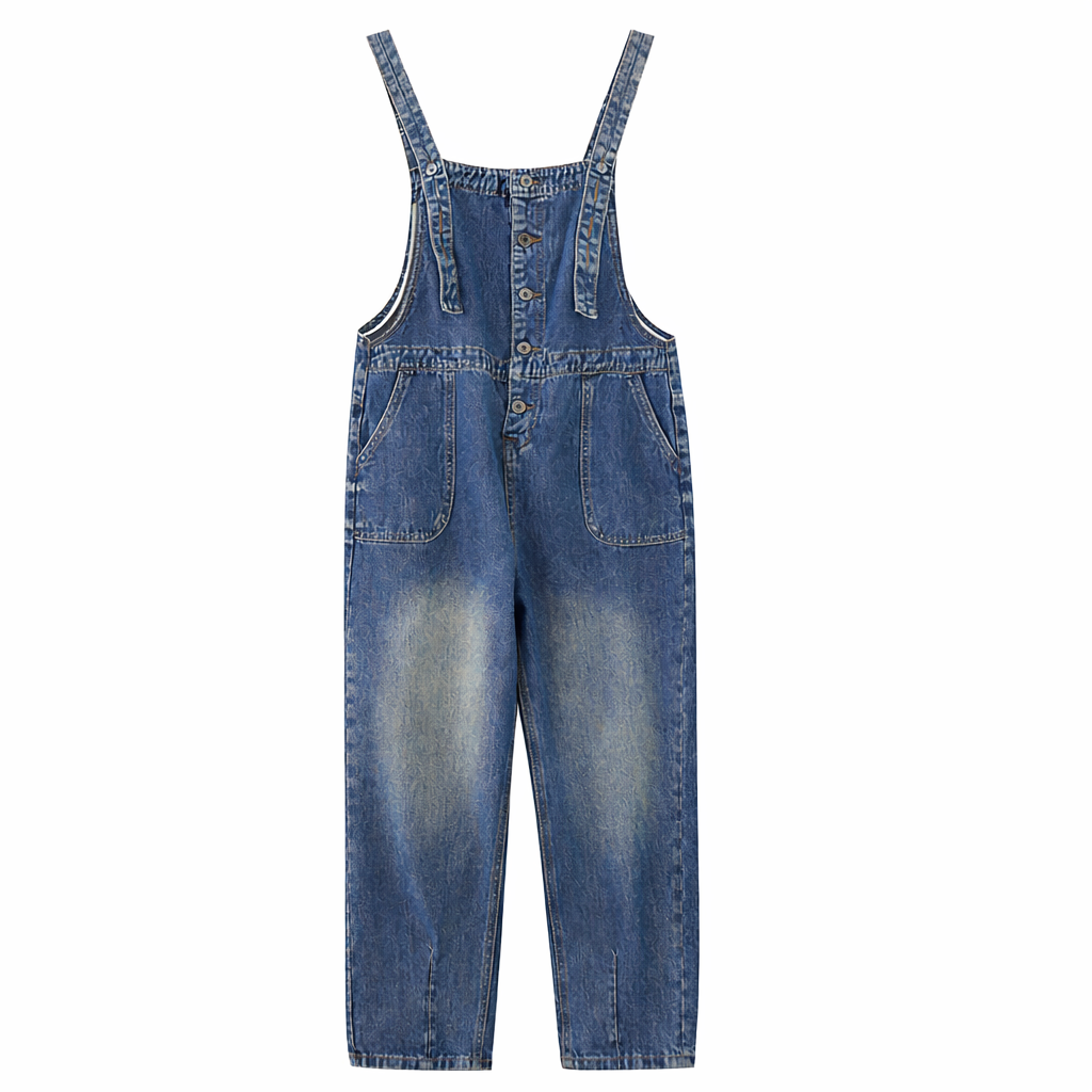 Damesjumpsuit van denim met wijde snit - Neriva