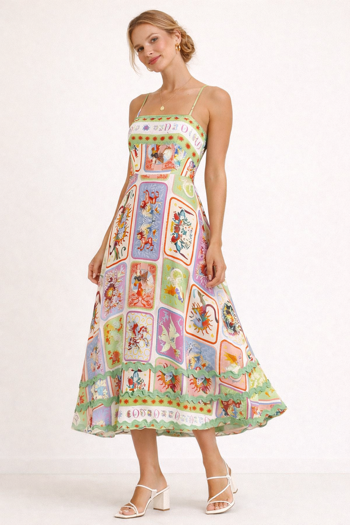 Vloeiende maxi-jurk met artistieke print - Valeria
