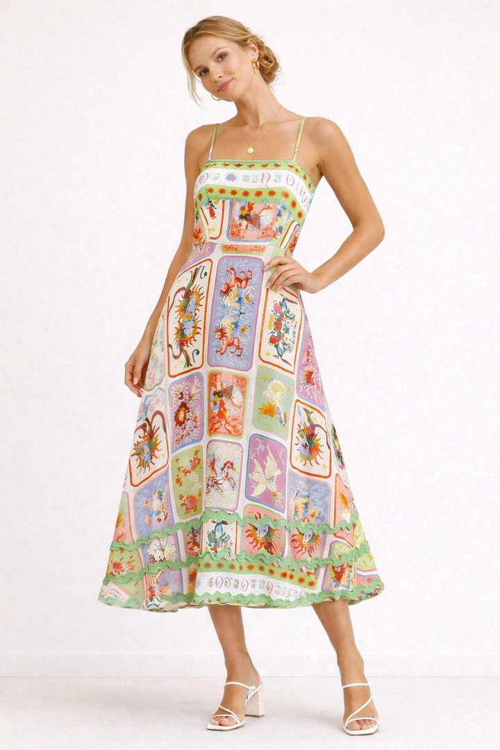 Vloeiende maxi-jurk met artistieke print - Valeria