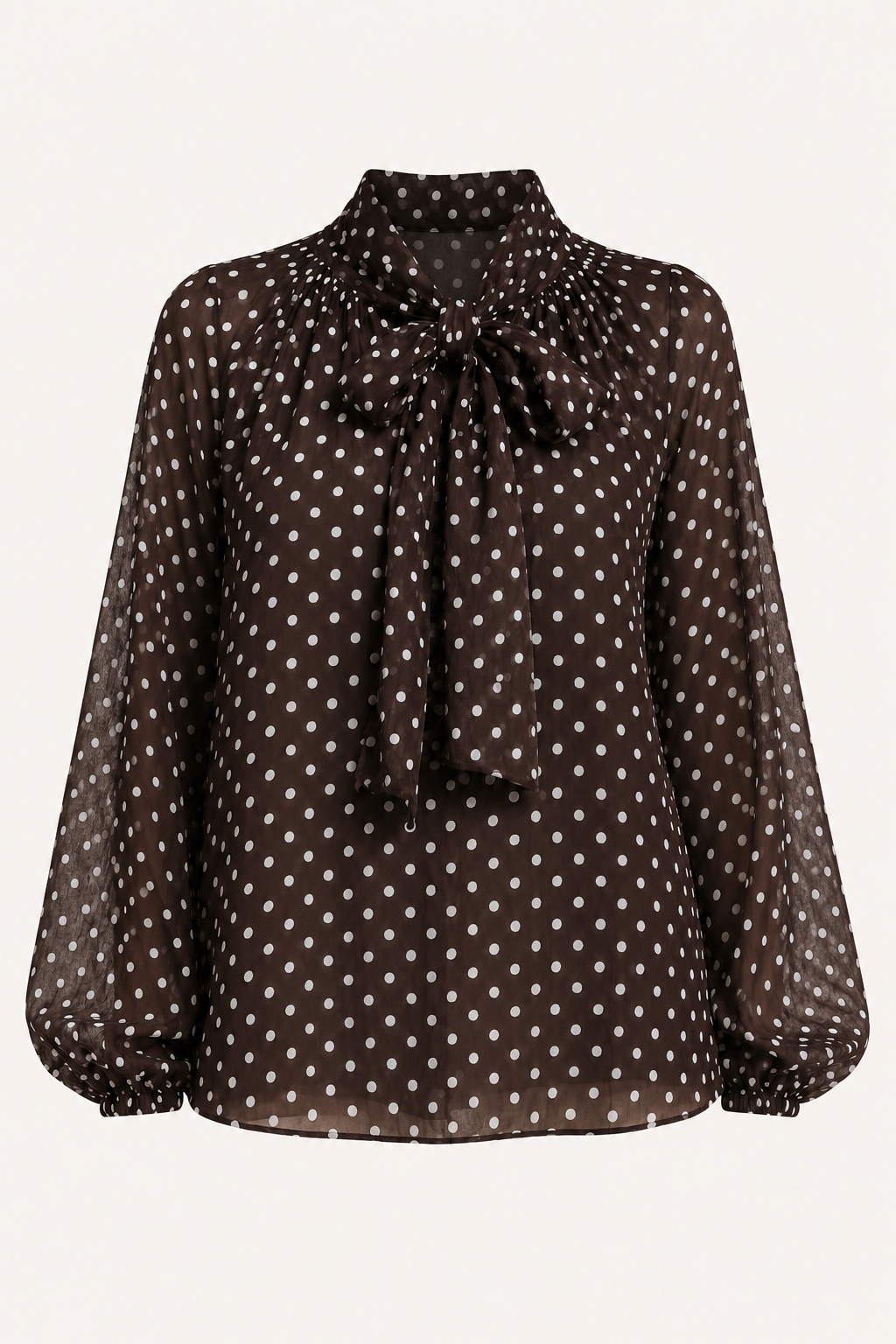Damesblouse met stippen en lange mouwen, voorzien van een strik - Hannelore