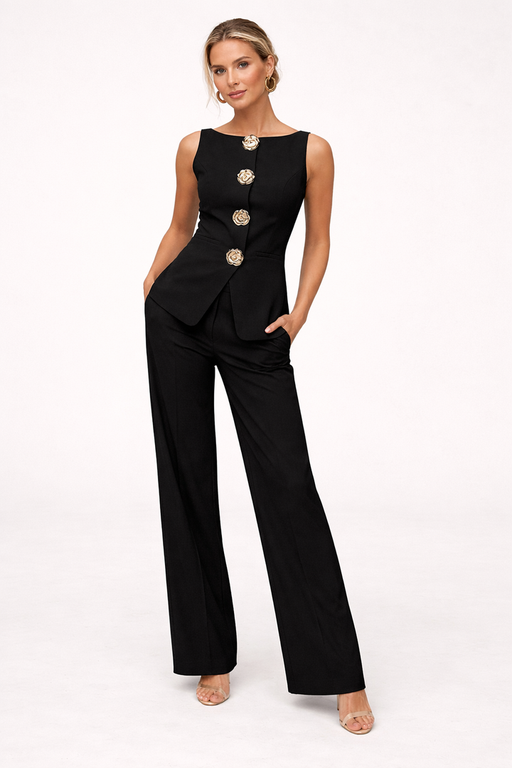 Set mouwloze top en wijde broek voor dames - Elira