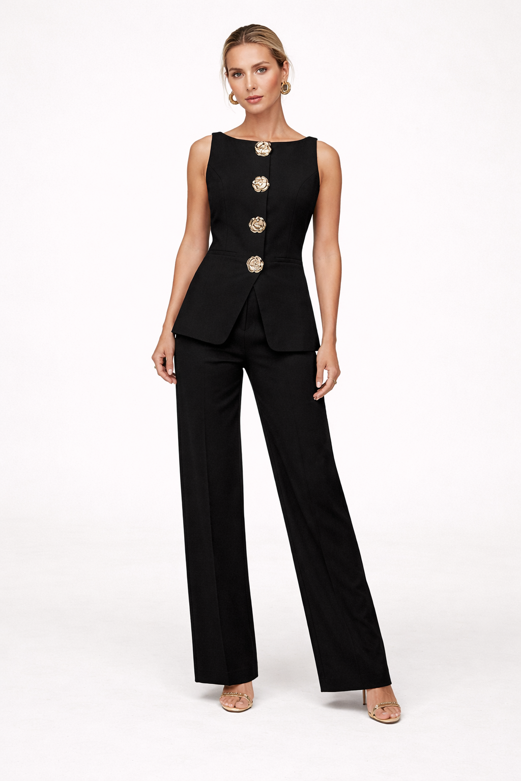 Set mouwloze top en wijde broek voor dames - Elira
