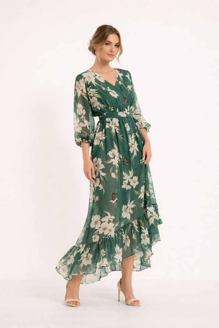 Midi feestjurk met bloemenprint voor dames - Giulia