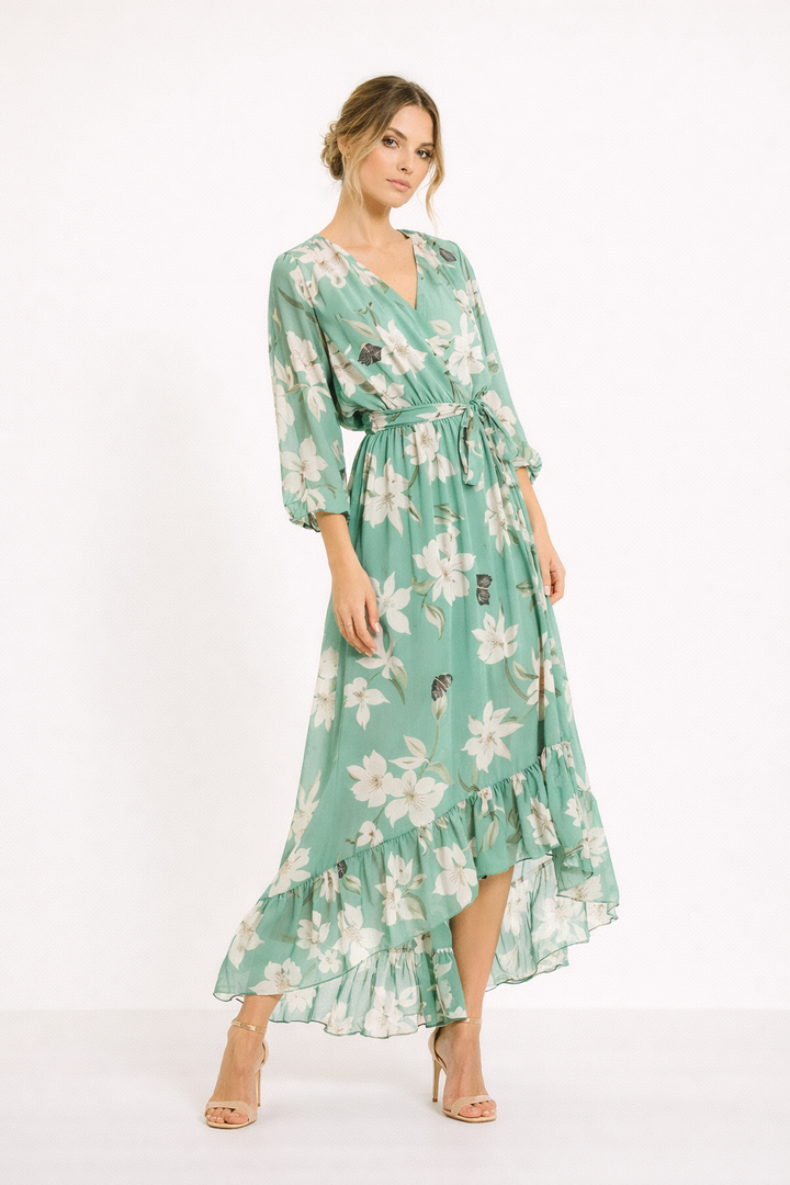 Midi feestjurk met bloemenprint voor dames - Giulia