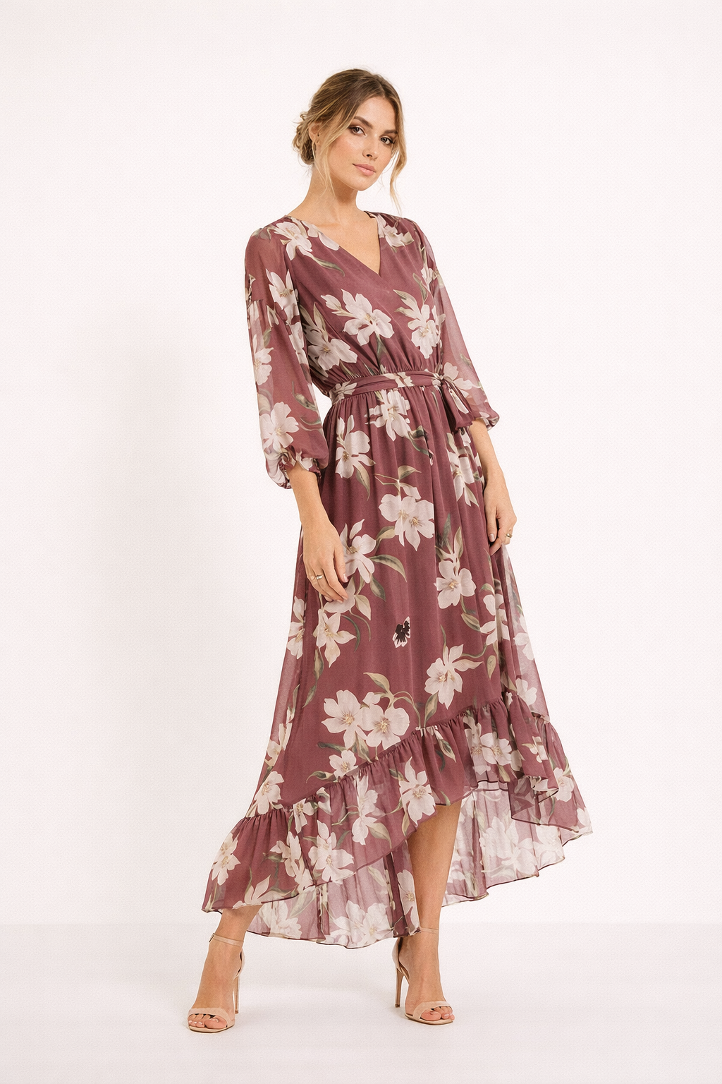 Midi feestjurk met bloemenprint voor dames - Giulia