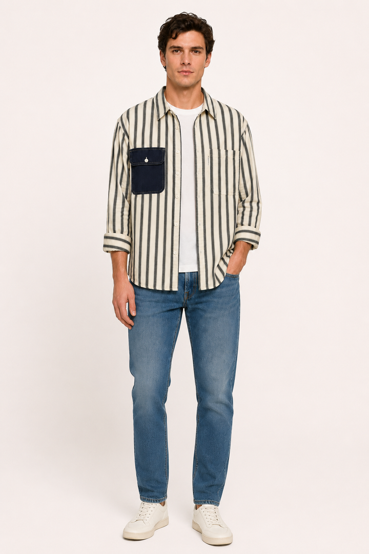 Heren casual overhemd met oud geld strepen - Bastian