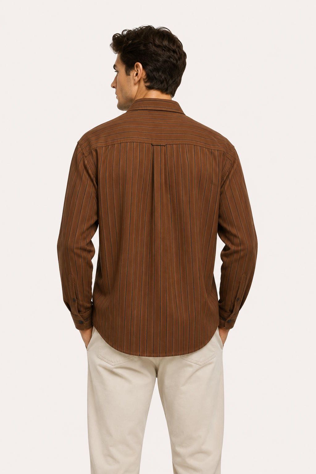 Gestreept herenoverhemd met lange mouwen in mediterrane stijl - Kilian