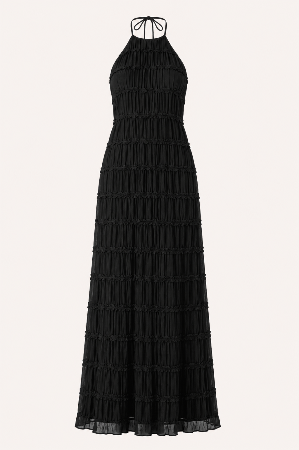 Lange, geplooide zomerjurk met elegante halterhals - Tilda