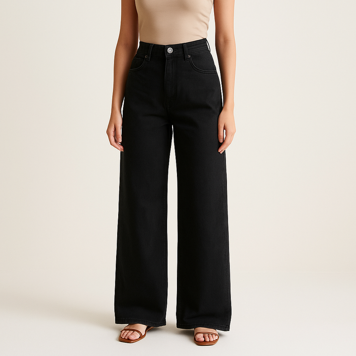 Damesbroek met wijde pijpen en hoge taille - Savrelle