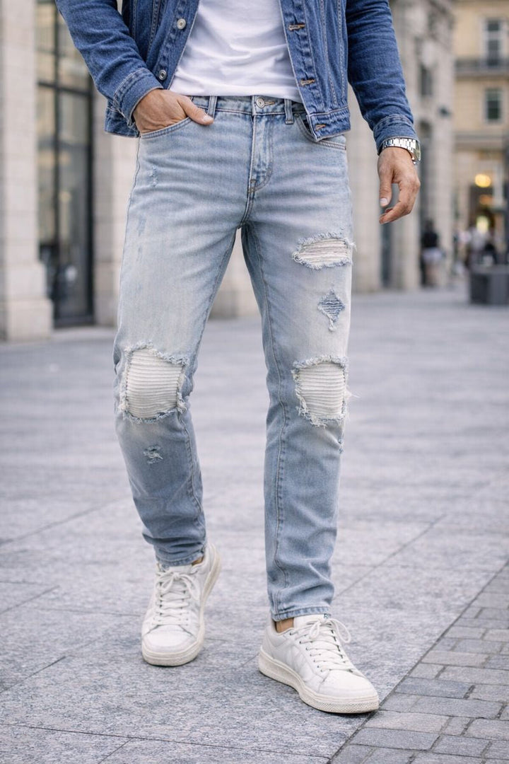 Slanke jeans met gerafeld effect - Eirikur