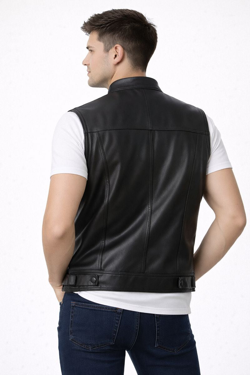 Herengilet in bikerstijl met leereffect - Ardent