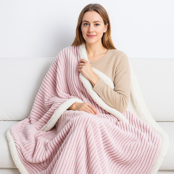 Zachte, geribbelde winterdeken met thermische voering