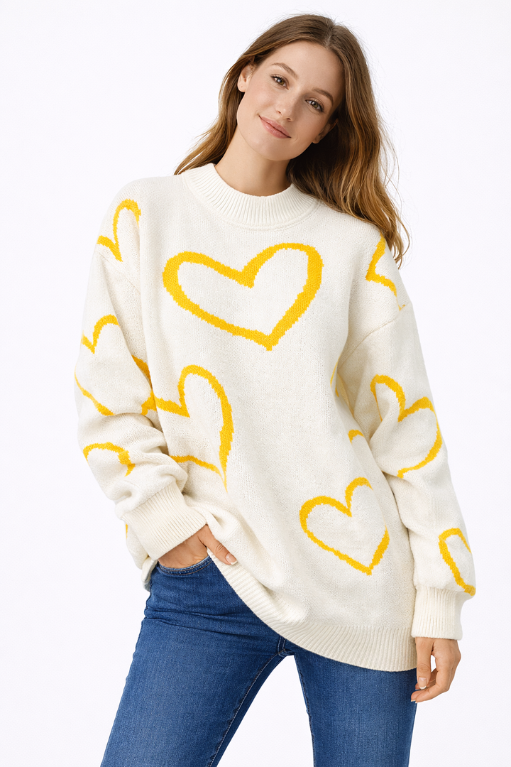 Gebreide damestrui met hartjes - Karsvi