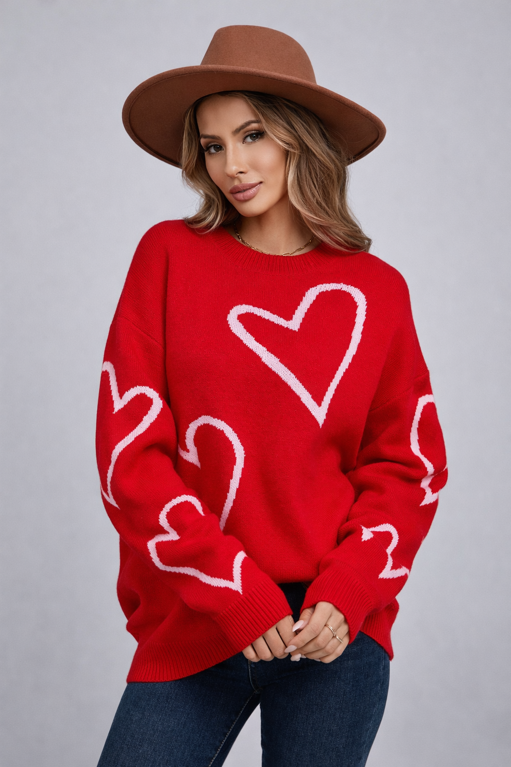 Gebreide damestrui met hartjesprint - Brynja